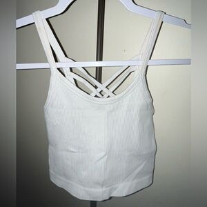 White Ribbed Strappy Top